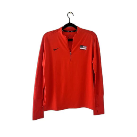 Nike Red Long Sleeve Top with Flag Detail - Picture 1 of 8